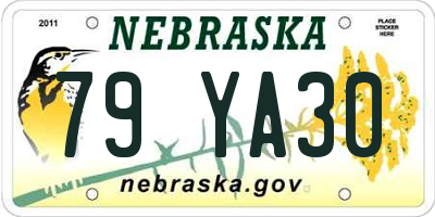 NE license plate 79YA30