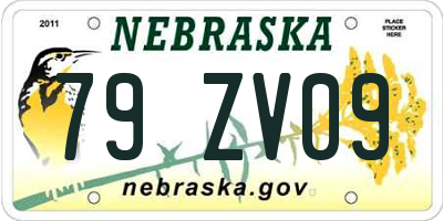 NE license plate 79ZV09