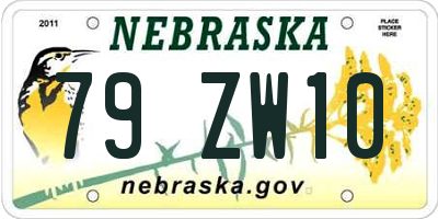 NE license plate 79ZW10