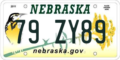 NE license plate 79ZY89
