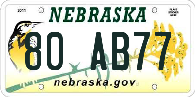 NE license plate 80AB77