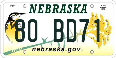 NE license plate 80BD71