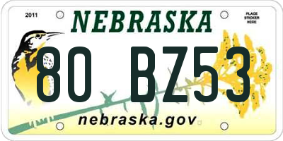 NE license plate 80BZ53