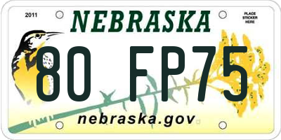 NE license plate 80FP75