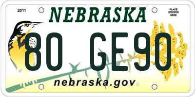 NE license plate 80GE90