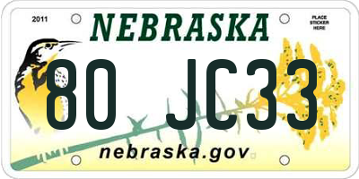 NE license plate 80JC33