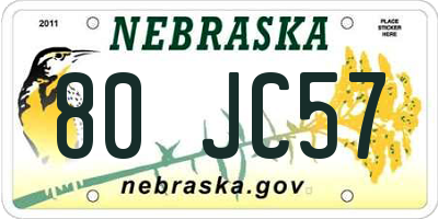 NE license plate 80JC57