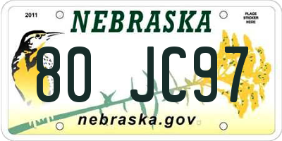 NE license plate 80JC97