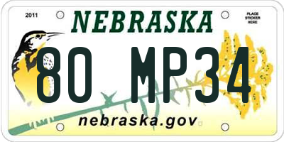NE license plate 80MP34