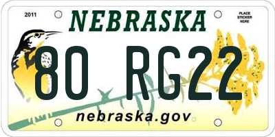 NE license plate 80RG22
