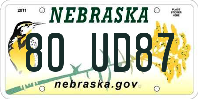 NE license plate 80UD87