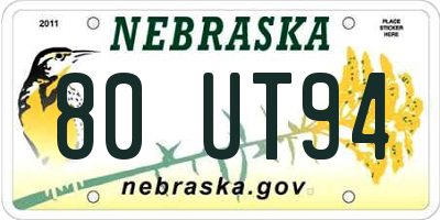 NE license plate 80UT94