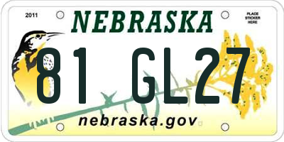 NE license plate 81GL27