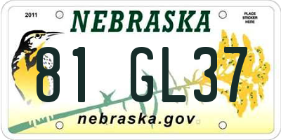 NE license plate 81GL37