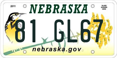 NE license plate 81GL67