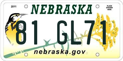 NE license plate 81GL71