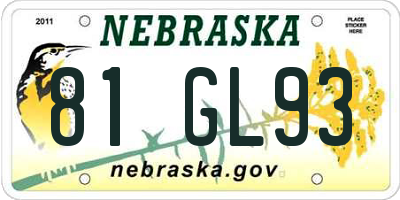 NE license plate 81GL93