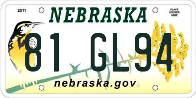 NE license plate 81GL94
