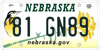 NE license plate 81GN89