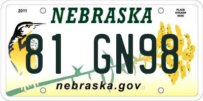 NE license plate 81GN98