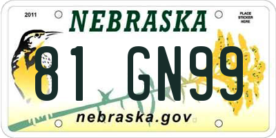 NE license plate 81GN99