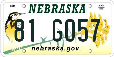NE license plate 81GO57
