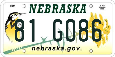 NE license plate 81GO86