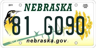 NE license plate 81GO90
