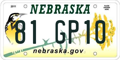 NE license plate 81GP10