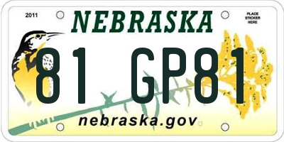 NE license plate 81GP81