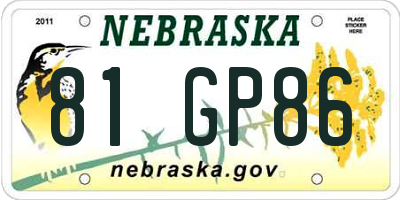 NE license plate 81GP86