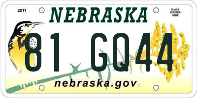 NE license plate 81GQ44
