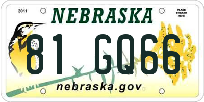 NE license plate 81GQ66