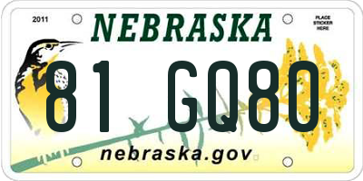NE license plate 81GQ80