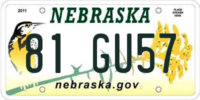 NE license plate 81GU57