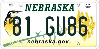 NE license plate 81GU86