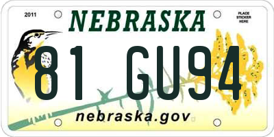 NE license plate 81GU94