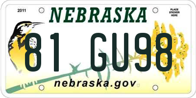 NE license plate 81GU98