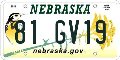 NE license plate 81GV19