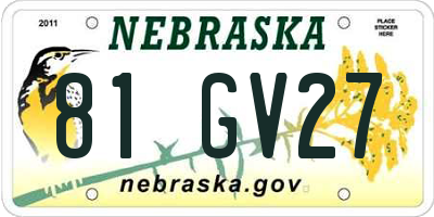 NE license plate 81GV27