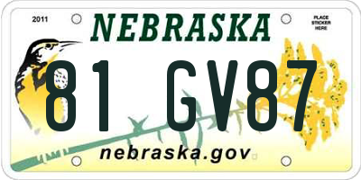 NE license plate 81GV87