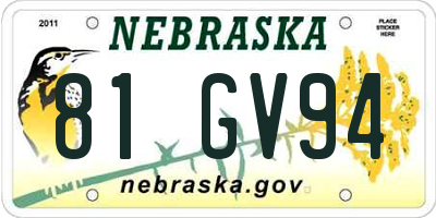 NE license plate 81GV94