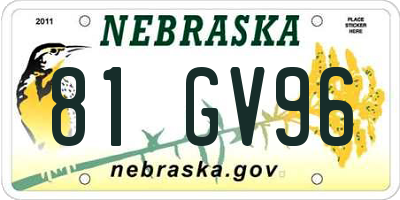 NE license plate 81GV96