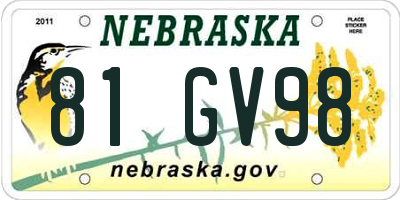 NE license plate 81GV98