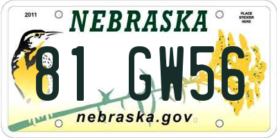 NE license plate 81GW56