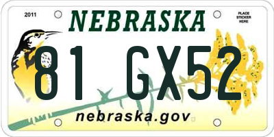 NE license plate 81GX52