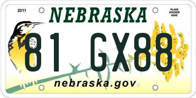 NE license plate 81GX88