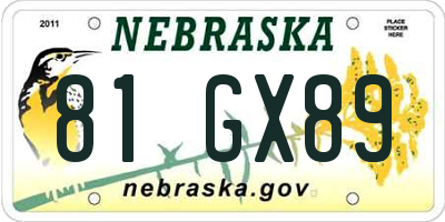 NE license plate 81GX89