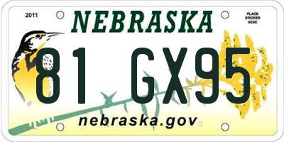 NE license plate 81GX95