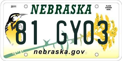 NE license plate 81GY03